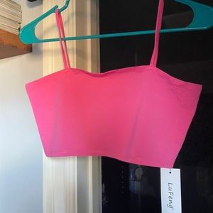 pink crop tank top